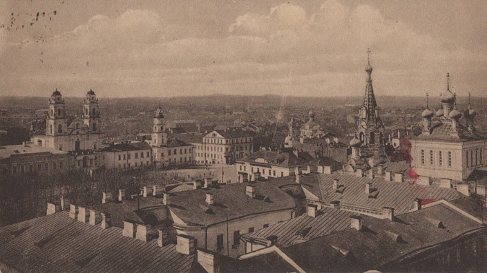 Вид на город с высоты птичьего полета (нач. ХХ в.)