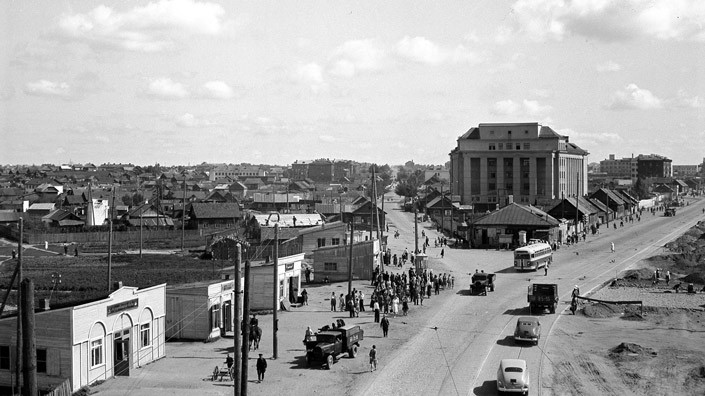 1 июня 1953 года. Развилка Ленинского проспекта и Логойского шоссе. Фото Н. Золотухина
